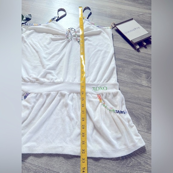 XOXO White Terry Cloth Cover Up Swim Dress with Colorful Trim. Size XL - Picture 10 of 11